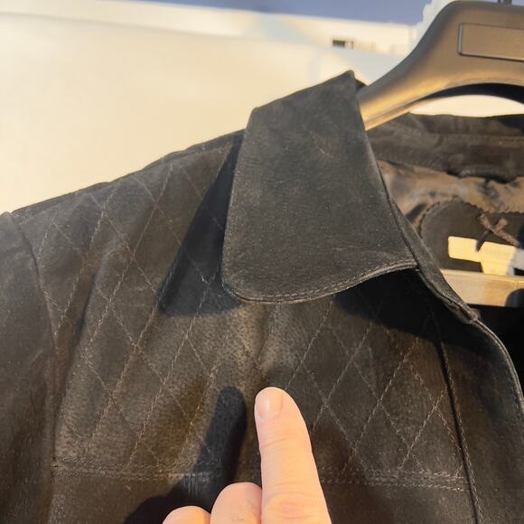 Dressbarn Woman Leather Suede Jacket Woman 18/20 Snap Buttons Studs Quilt Detail - Picture 4 of 16